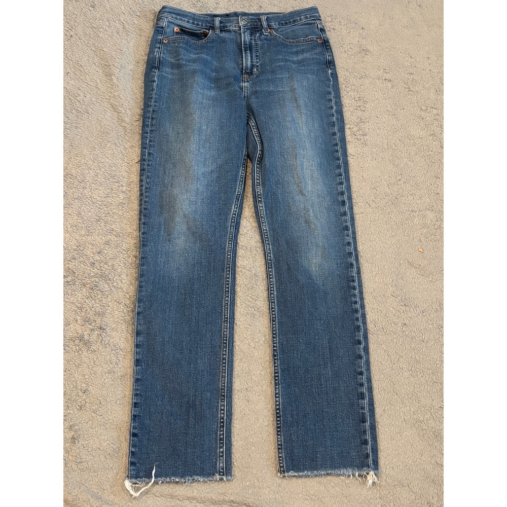 Gap Cigarette High Rise Jeans Womens 28 6T Tall Blue Stretch Denim Raw Hem